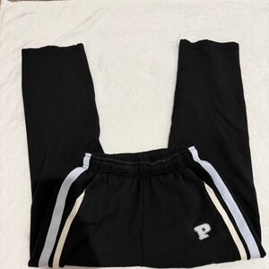 PINK Victoria's Secret Black Joggers with White Accents